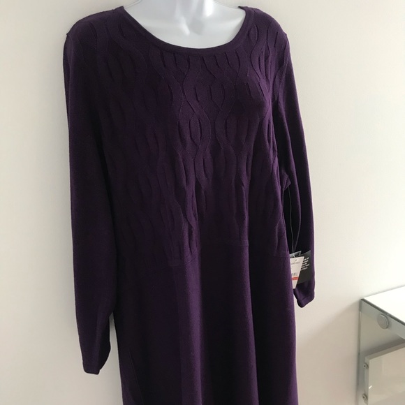Nine West RED Knit Cotton Winter Sweater Dress Plus Size - Picture 8 of 14